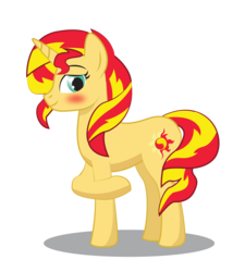 Size: 2550x2832 | Tagged: safe, artist:redtriangle, sunset shimmer, pony, unicorn, g4, blushing, female, high res, mare, simple background, solo, transparent background