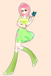Size: 811x1200 | Tagged: safe, artist:millie, fluttershy, human, g4, female, humanized, pixiv, solo