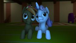 Size: 1280x720 | Tagged: safe, artist:pyrofrost1, button mash, sweetie belle, g4, 3d, colt, female, filly, gmod, male, ship:sweetiemash, shipping, straight