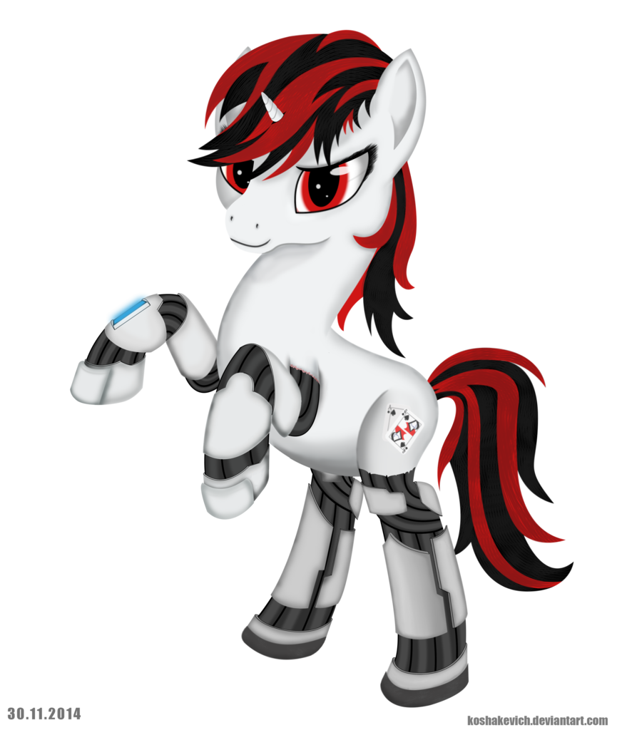 Safe Artist Koshakevich Oc Oc Only Oc Blackjack Cyborg Pony Unicorn Fallout