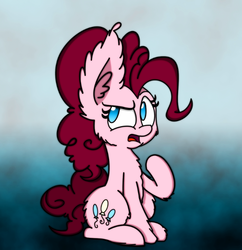 Size: 800x825 | Tagged: safe, artist:arthur9078, artist:heir-of-rick, pinkie pie, g4, ear fluff, female, impossibly large ears, raised hoof, sitting, solo