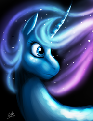 Size: 1020x1320 | Tagged: safe, artist:kiramoses, princess luna, g4, curved horn, female, horn, solo
