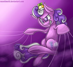 Size: 937x852 | Tagged: safe, artist:neoncel, screwball, g4, female, hat, propeller hat, smiling, solo, strings, swirly eyes, underhoof