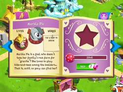 Size: 1024x768 | Tagged: safe, gameloft, marble pie, earth pony, pony, g4, my little pony: magic princess, english, female, introduction card, mare, mobile game, numbers, text
