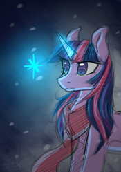 Size: 552x790 | Tagged: safe, artist:snowsky-s, twilight sparkle, g4, clothes, female, scarf, solo