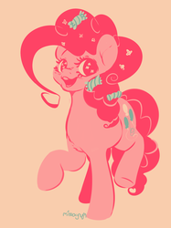 Size: 1536x2050 | Tagged: safe, artist:carligercarl, pinkie pie, g4, candy, female, open mouth, raised hoof, simple background, solo