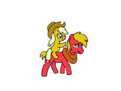 Size: 640x480 | Tagged: safe, artist:mrjunewolf, applejack, big macintosh, earth pony, pony, g4, animated, applejack riding big macintosh, duo, filly, gif, male, ponies riding ponies, riding, stallion