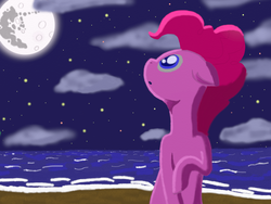 Size: 1024x768 | Tagged: safe, pinkie pie, earth pony, pony, g4, female, mare in the moon, moon, solo