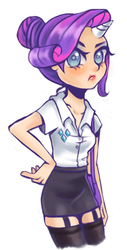 Size: 293x576 | Tagged: safe, artist:gomhoren, rarity, human, g4, female, horn, horned humanization, humanized, solo