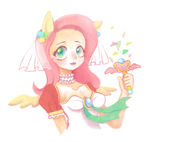Size: 1000x819 | Tagged: safe, artist:gomhoren, fluttershy, human, g4, eared humanization, female, humanized, magical girl, solo, winged humanization