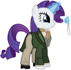 Size: 904x883 | Tagged: safe, artist:cloudy glow, rarity, g4, alternate clothes, clothes, cravat, doctor who, eighth doctor, frock coat, pants, pocket watch, shirt, simple background, velvet, waistcoat