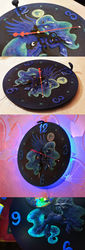 Size: 1347x3965 | Tagged: safe, artist:dragonataxia, princess luna, g4, clock, craft, glowing, irl, moon, photo