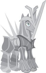 Size: 1906x3061 | Tagged: safe, artist:the-dead-fool, pony, armor, jyggalag, monochrome, ponified, solo, the elder scrolls