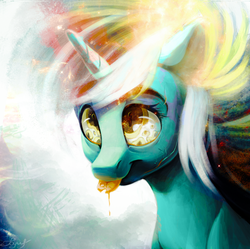 Size: 1589x1580 | Tagged: safe, artist:locksto, lyra heartstrings, pony, unicorn, g4, color porn, female, portrait, psychedelic, smiling, solo, surreal, tongue out