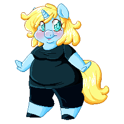 Size: 250x250 | Tagged: safe, artist:meb90, oc, oc only, oc:meb90, unicorn, anthro, animated, clothes, fat, pixel art, ponified, solo