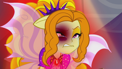 Size: 1675x944 | Tagged: safe, edit, screencap, adagio dazzle, equestria girls, g4, my little pony equestria girls: rainbow rocks, abuse, abuse edit, adagiabuse, black eye, crying, domestic abuse, eqg abuse edits, female, fin wings, op is a duck, op is trying to start shit, ponied up