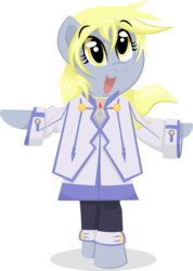 Size: 778x1090 | Tagged: safe, artist:ostichristian, derpy hooves, pony, semi-anthro, g4, bipedal, colette brunel, crossover, tales of series, tales of symphonia