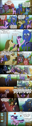 Size: 1000x3845 | Tagged: safe, artist:bonaxor, princess luna, twilight sparkle, alicorn, classical unicorn, pony, unicorn, comic:journey to the lunar republic, g4, abuse, baby, baby pony, butt, cloven hooves, comic, female, foal, horn, leonine tail, mare, plot, rejection, twilight sparkle (alicorn), twilybuse, unshorn fetlocks