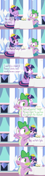 Size: 840x3240 | Tagged: safe, artist:dm29, spike, twilight sparkle, alicorn, pony, g4, comic, cupcake, episodes from the crystal empire, female, mare, new crown, table, tea, teacup, tumblr, twilight sparkle (alicorn)