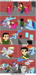 Size: 1015x2100 | Tagged: safe, artist:pheeph, derpy hooves, rainbow dash, rarity, twilight sparkle, birdo, human, g4, chase, crossover, super mario bros., the direct way