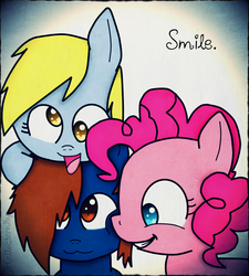 Size: 810x900 | Tagged: safe, artist:higglytownhero, derpy hooves, pinkie pie, oc, pegasus, pony, g4, female, mare