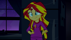 Size: 1280x720 | Tagged: safe, screencap, sunset shimmer, equestria girls, g4, my little pony equestria girls: rainbow rocks, clothes, female, pajamas, solo