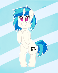 Size: 791x1000 | Tagged: safe, artist:higglytownhero, dj pon-3, vinyl scratch, pony, g4, bipedal, cute, female, solo, vinylbetes