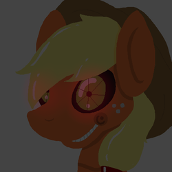Size: 500x500 | Tagged: safe, applejack, robot, five nights at aj's, g4, animatronic, applefreddy, crazy face, faic, female, five nights at freddy's, glowing eyes, solo