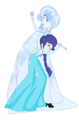 Size: 2544x3896 | Tagged: safe, artist:kasi-ona, rarity, sweetie belle, equestria girls, g4, anna, crying, disney, elsa, frozen (movie), high res, princess anna belle, queen elsarity, simple background, transparent background