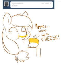 Size: 778x828 | Tagged: artist needed, safe, applejack, g4, apple, ask, cheese, female, solo, tumblr
