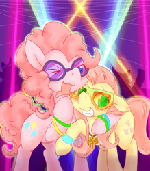 Size: 1400x1600 | Tagged: safe, artist:rigi, fluttershy, pinkie pie, g4, glasses, party