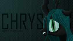 Size: 2560x1440 | Tagged: dead source, safe, artist:mrkoendb, queen chrysalis, changeling, changeling queen, g4, big eyes, female, wallpaper