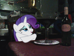 Size: 2000x1500 | Tagged: safe, artist:dmn666, artist:paris7500, rarity, g4, bottle, glass, irl, photo, plate, ponies in real life, solo, table, vector, wine