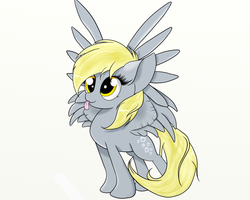 Size: 1024x819 | Tagged: safe, artist:arcuswind, derpy hooves, pegasus, pony, g4, disney, female, hercules, mare, solo, spread wings, tongue out