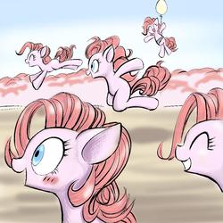 Size: 1000x1000 | Tagged: dead source, safe, artist:unousaya, pinkie pie, g4, too many pinkie pies, balloon, clone, fun fun fun, pinkie clone