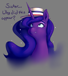 Size: 900x1003 | Tagged: safe, artist:nivrozs, princess luna, g4, confused, female, gritted teeth, hat, looking up, solo, tumblr, wide eyes