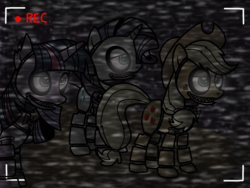 Size: 2048x1536 | Tagged: safe, artist:birdivizer, applejack, rarity, twilight sparkle, alicorn, pony, robot, robot pony, five nights at aj's, g4, animatronic, applefreddy, female, five nights at freddy's, mare, microphone, solo, stage, twibon, twilight sparkle (alicorn)