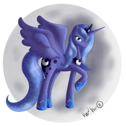 Size: 1788x1796 | Tagged: dead source, safe, artist:itsuko103, princess luna, alicorn, pony, g4, female, raised hoof, s1 luna, solo