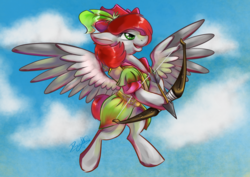 Size: 1754x1240 | Tagged: safe, artist:dawnallies, oc, oc only, pegasus, pony, arrow, bow (weapon), bow and arrow, clothes, costume, robin hood, solo, weapon