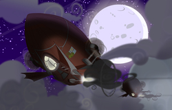 Size: 1363x871 | Tagged: safe, artist:valhalla-studios, airship, cloud, cloudy, earth pony tribe, moon, night, sky