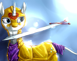 Size: 3400x2700 | Tagged: safe, artist:cuttledreams, rarity, g4, armor, armorarity, helmet, high res, sword