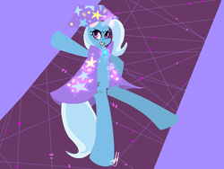 Size: 1024x768 | Tagged: safe, artist:crowcaps, trixie, pony, unicorn, g4, female, glowing horn, horn, magic, mare, solo