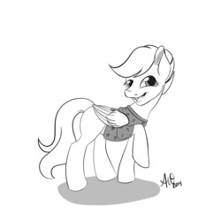 Size: 1280x1280 | Tagged: safe, artist:fairdahlia, scootaloo, g4, female, monochrome, solo