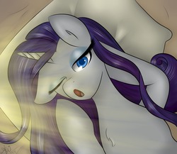Size: 1280x1109 | Tagged: safe, artist:fairdahlia, rarity, g4, bed mane, female, morning ponies, solo