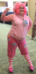 Size: 332x680 | Tagged: safe, artist:guardian-of-moon, pinkie pie, human, g4, clothes, cosplay, irl, irl human, photo, socks, striped socks