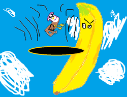 Size: 697x532 | Tagged: safe, artist:broseph-cooly, gilda, griffon, g4, 1000 hours in ms paint, ambiguous gender, crappy art, falling, imminent vore, ms paint, sky, stylistic suck, wat