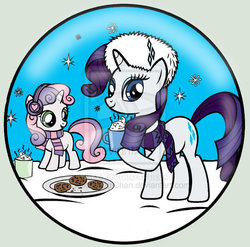 Size: 1457x1439 | Tagged: safe, artist:sailorusagichan, rarity, sweetie belle, g4, sisters