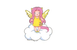 Size: 797x516 | Tagged: safe, artist:sailorusagichan, fluttershy, human, g4, chibi, cute, eared humanization, humanized, tailed humanization, winged humanization