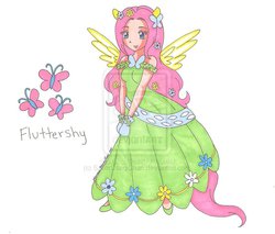 Size: 850x723 | Tagged: safe, artist:sailorusagichan, fluttershy, human, g4, eared humanization, humanized, tailed humanization, winged humanization