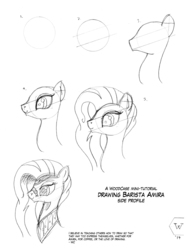 Size: 5090x6553 | Tagged: safe, artist:woodcase, derpibooru exclusive, amira, saddle arabian, g4, absurd resolution, barista amira, bust, monochrome, tutorial